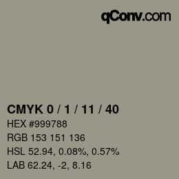 カラーコード: CMYK 0 / 1 / 11 / 40 | qconv.com