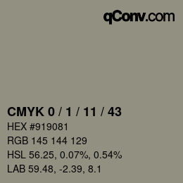 颜色代码: CMYK 0 / 1 / 11 / 43 | qconv.com
