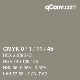 Color code: CMYK 0 / 1 / 11 / 45 | qconv.com