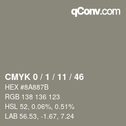 Color code: CMYK 0 / 1 / 11 / 46 | qconv.com