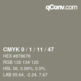 Color code: CMYK 0 / 1 / 11 / 47 | qconv.com