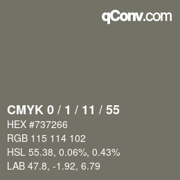 Color code: CMYK 0 / 1 / 11 / 55 | qconv.com