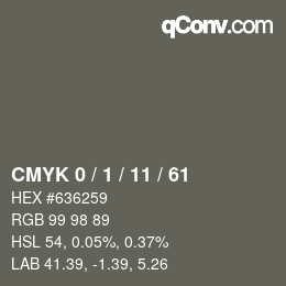 Color code: CMYK 0 / 1 / 11 / 61 | qconv.com