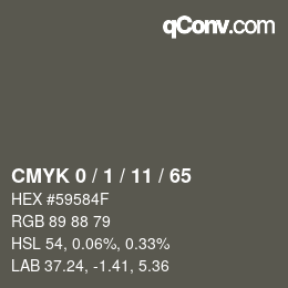 颜色代码: CMYK 0 / 1 / 11 / 65 | qconv.com