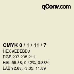 颜色代码: CMYK 0 / 1 / 11 / 7 | qconv.com