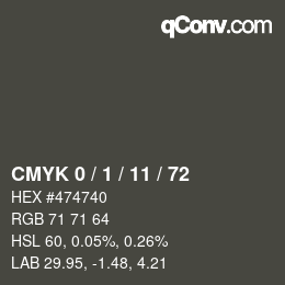 Color code: CMYK 0 / 1 / 11 / 72 | qconv.com