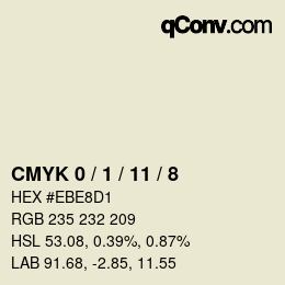 カラーコード: CMYK 0 / 1 / 11 / 8 | qconv.com