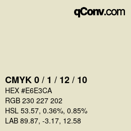 カラーコード: CMYK 0 / 1 / 12 / 10 | qconv.com