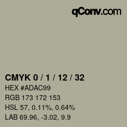 カラーコード: CMYK 0 / 1 / 12 / 32 | qconv.com