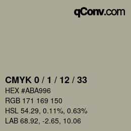 カラーコード: CMYK 0 / 1 / 12 / 33 | qconv.com