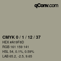 カラーコード: CMYK 0 / 1 / 12 / 37 | qconv.com