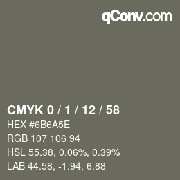 颜色代码: CMYK 0 / 1 / 12 / 58 | qconv.com