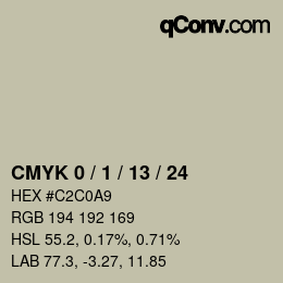 カラーコード: CMYK 0 / 1 / 13 / 24 | qconv.com