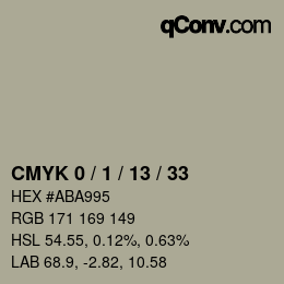 カラーコード: CMYK 0 / 1 / 13 / 33 | qconv.com