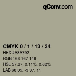 カラーコード: CMYK 0 / 1 / 13 / 34 | qconv.com