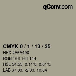 カラーコード: CMYK 0 / 1 / 13 / 35 | qconv.com