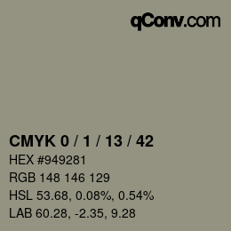 カラーコード: CMYK 0 / 1 / 13 / 42 | qconv.com