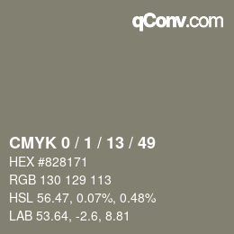 カラーコード: CMYK 0 / 1 / 13 / 49 | qconv.com