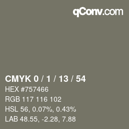 Color code: CMYK 0 / 1 / 13 / 54 | qconv.com
