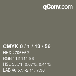 Color code: CMYK 0 / 1 / 13 / 56 | qconv.com