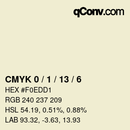 カラーコード: CMYK 0 / 1 / 13 / 6 | qconv.com