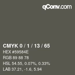 颜色代码: CMYK 0 / 1 / 13 / 65 | qconv.com