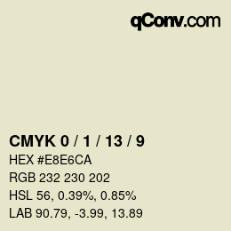 カラーコード: CMYK 0 / 1 / 13 / 9 | qconv.com