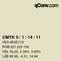 カラーコード: CMYK 0 / 1 / 14 / 11 | qconv.com