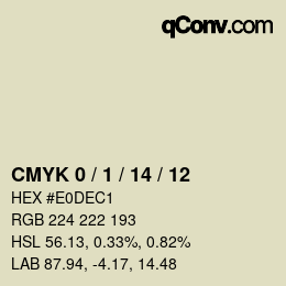カラーコード: CMYK 0 / 1 / 14 / 12 | qconv.com