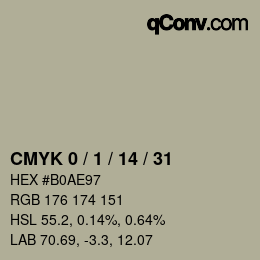 カラーコード: CMYK 0 / 1 / 14 / 31 | qconv.com