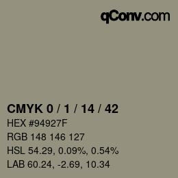 カラーコード: CMYK 0 / 1 / 14 / 42 | qconv.com