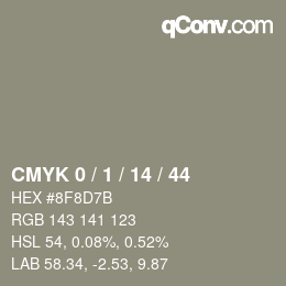 カラーコード: CMYK 0 / 1 / 14 / 44 | qconv.com