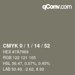 Color code: CMYK 0 / 1 / 14 / 52 | qconv.com