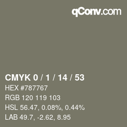 カラーコード: CMYK 0 / 1 / 14 / 53 | qconv.com
