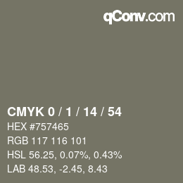 Color code: CMYK 0 / 1 / 14 / 54 | qconv.com