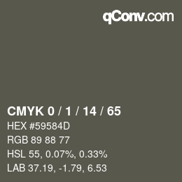 颜色代码: CMYK 0 / 1 / 14 / 65 | qconv.com