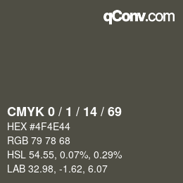 颜色代码: CMYK 0 / 1 / 14 / 69 | qconv.com