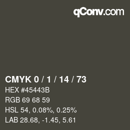 Color code: CMYK 0 / 1 / 14 / 73 | qconv.com