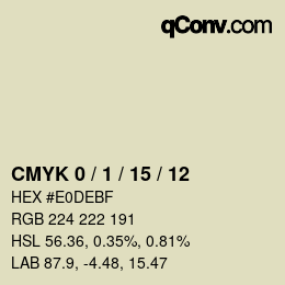 カラーコード: CMYK 0 / 1 / 15 / 12 | qconv.com