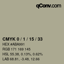Farbcode: CMYK 0 / 1 / 15 / 33 | qconv.com