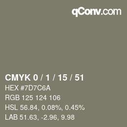 颜色代码: CMYK 0 / 1 / 15 / 51 | qconv.com