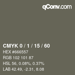 颜色代码: CMYK 0 / 1 / 15 / 60 | qconv.com
