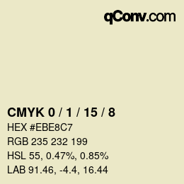 Farbcode: CMYK 0 / 1 / 15 / 8 | qconv.com