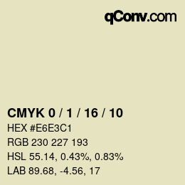 カラーコード: CMYK 0 / 1 / 16 / 10 | qconv.com