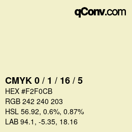 カラーコード: CMYK 0 / 1 / 16 / 5 | qconv.com