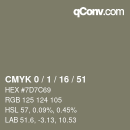 Color code: CMYK 0 / 1 / 16 / 51 | qconv.com