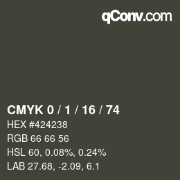 Color code: CMYK 0 / 1 / 16 / 74 | qconv.com