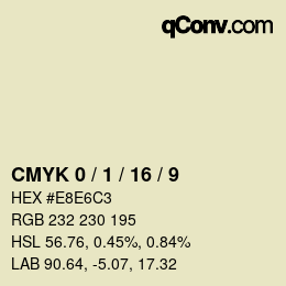カラーコード: CMYK 0 / 1 / 16 / 9 | qconv.com