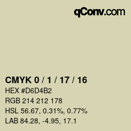 カラーコード: CMYK 0 / 1 / 17 / 16 | qconv.com