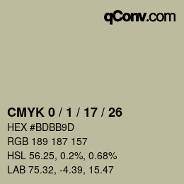 Farbcode: CMYK 0 / 1 / 17 / 26 | qconv.com